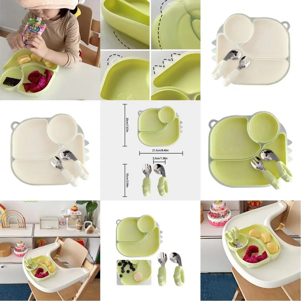 

Силиконовый набор для кормления детей с защитой от детей с разделенной тарелкой и посудой. Силиконовый набор для кормления детей