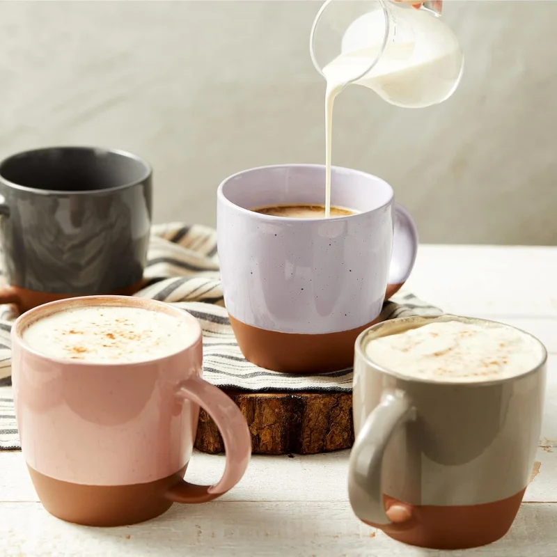 

6-Piece 18oz Morandi Color Ceramic Coffee Mugs Set with Handle Modern Unique Style Microwave-Safe for Latte Tea Hot Chocolate
