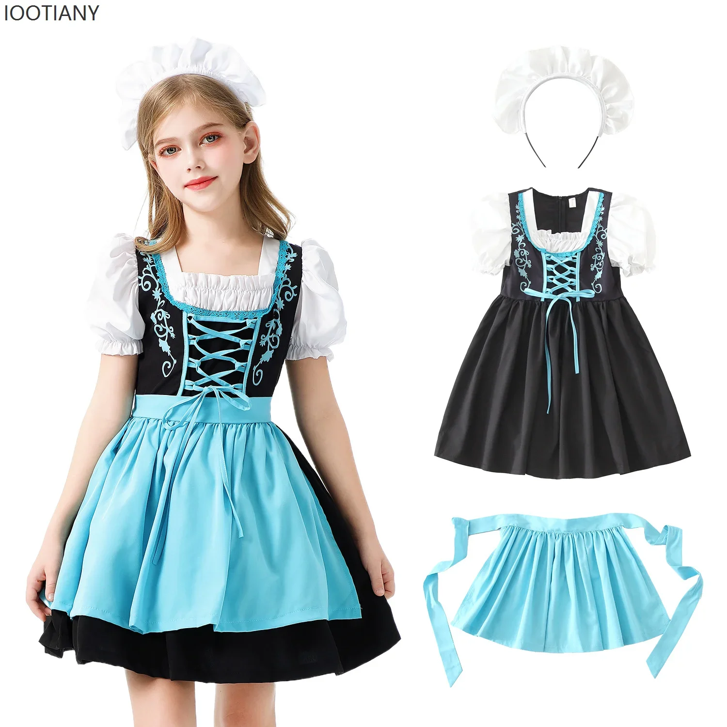

CosplayBavaria Children's Clothing German Munich Oktoberfest Maid Costume Cosplay Pastoral Farm Girl Sweet And Cute Puff Sleeve
