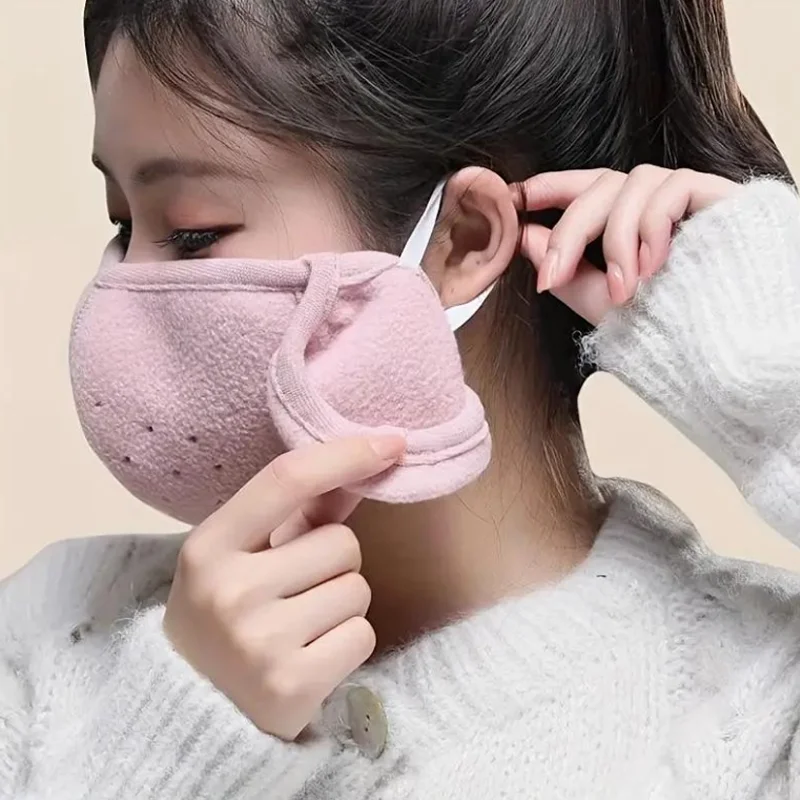 Warm Thickened Face Mask Earmuffs Windproof Dustproof Full Cover Face Mask Fleece Thermal Breathable Cycling Outdoor Headwear