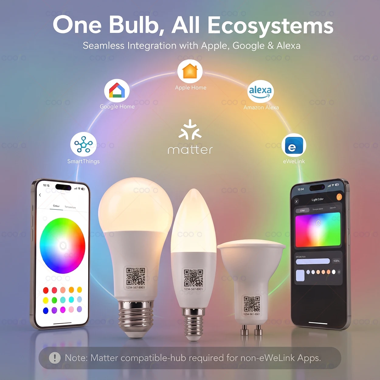 Ewelink Matter WiFi E27 GU10 E14 Smart Bulb RGB+2700K-6500K LED Light Bulbs Work With Apple Homekit Alexa Google Home Yandex
