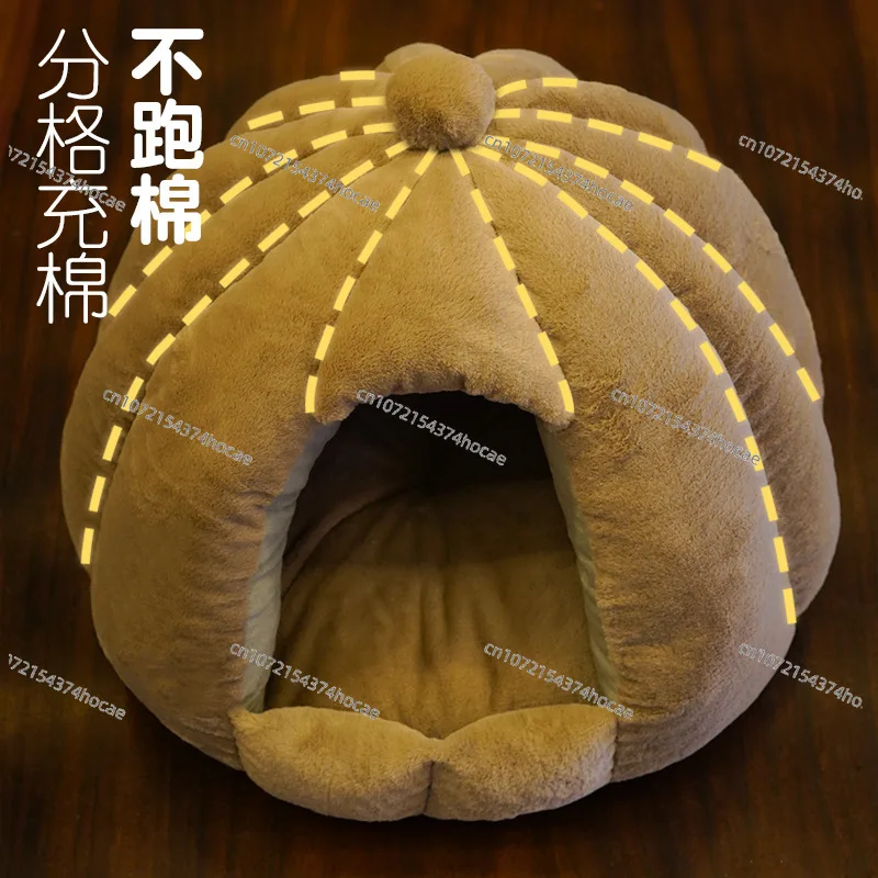 

The cat nest is hidden in winter and warm, closed, thickened