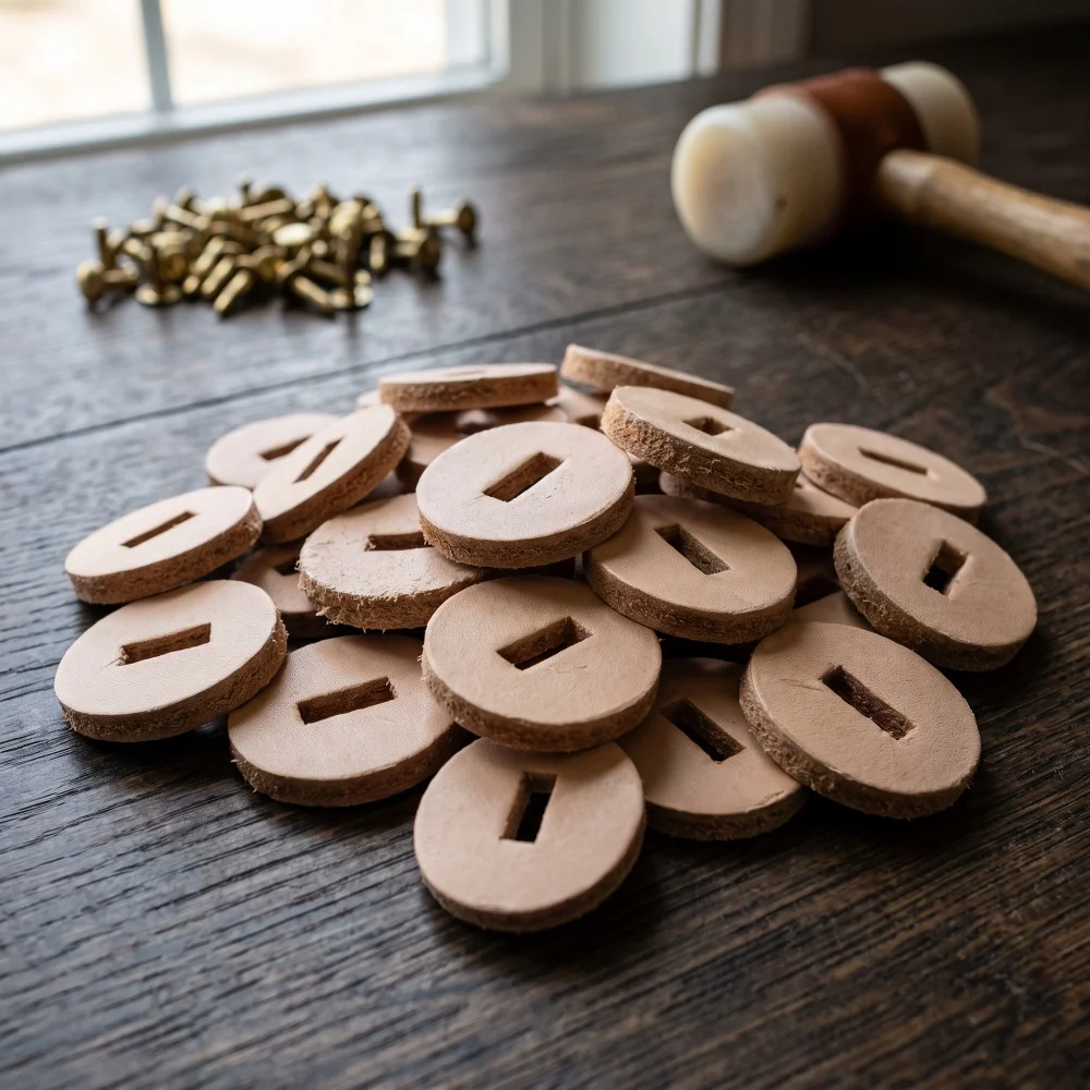 Genuine Cowhide Durable & Easy To Process Knife Handle Handmade Making Materials Stacking Leather Gasket - Large & Small Size