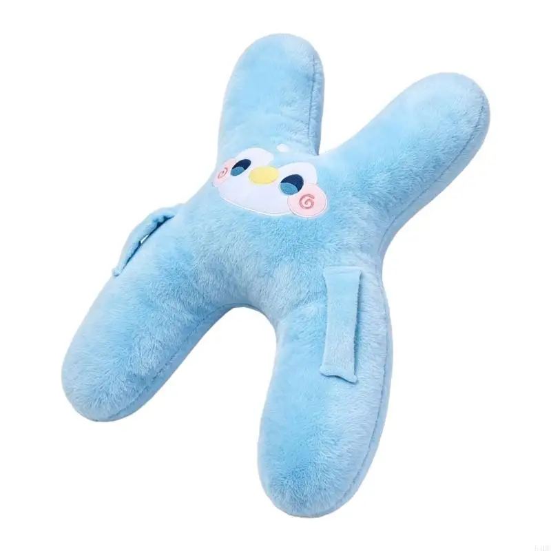 54DF Two-in-One Cartoon Neck Cushion and Plush Pillow with Its X-Shaped Form for Neck Rest, Car Rides, and Relaxed Indoor
