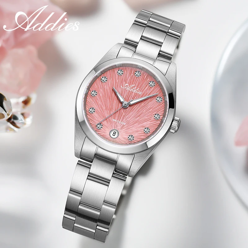 ADDIES Luxury Woman Watches 31mm 5Bar Waterproof Date Display BGW9 Luminous 316L Stainless Steel Women Wristwatch 50m Waterproof