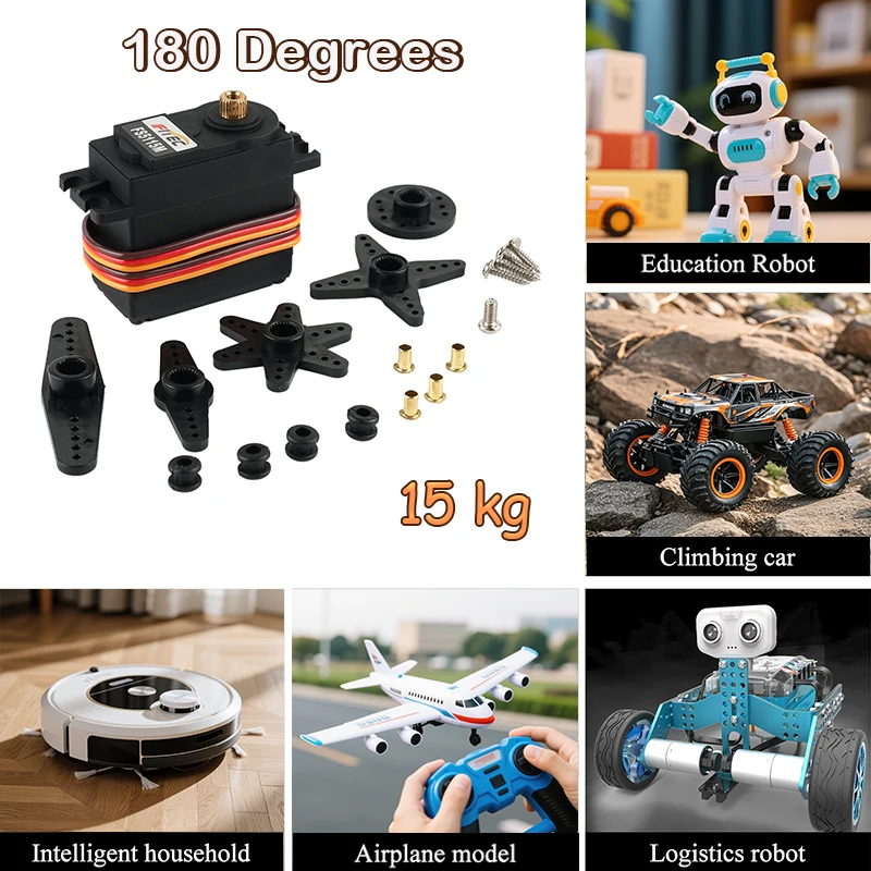Feetech FS5115M Digital Servo 15 kg Motor Metallgetriebe 180 Grad für Arduino RC Auto Futaba JR RC Modell Hubschrauber Boot DIY Roboter