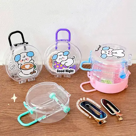 Round Mini Storage Box Suitcase Shape Mini Case With Handle Decorative Plastic Jewelry Candy Miniature Trunk  Organizer Boxes