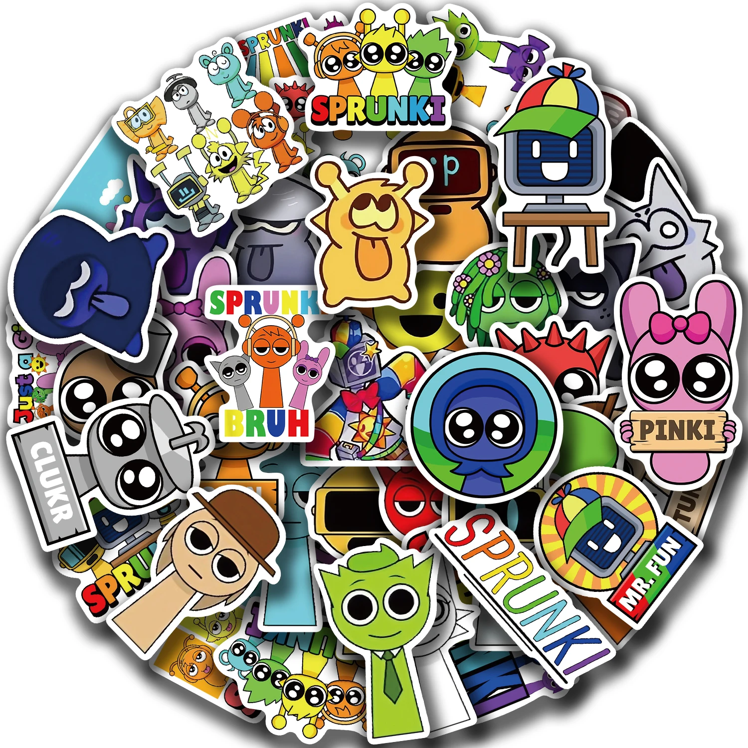 50 pçs incredibox sprunki adesivos incredibox jogo diy adesivos scrapbooking telefone bagagem skate decalques à prova dwaterproof água