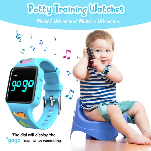 Imagen 2 del producto Reloj de entrenamiento para ir al baño para niños, relojes digitales recargables impermeables para niños pequeños con relojes con alarma y reloj con temporizador y recordatorio de vibración