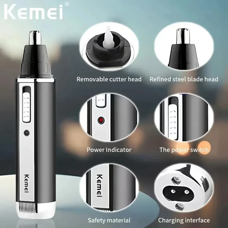 Kemei 4 In 1 Professional ชาร์จจมูกและหูผม Trimmer เครื่องโกนหนวด Personal Care เครื่องมือสําหรับชาย KM-6630