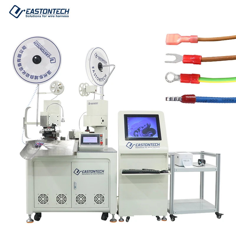 EW-22D+S High Speed Software Control Double Head Terminal Crimping Tools Fully Automatic Wire Cutting Stripping Machine