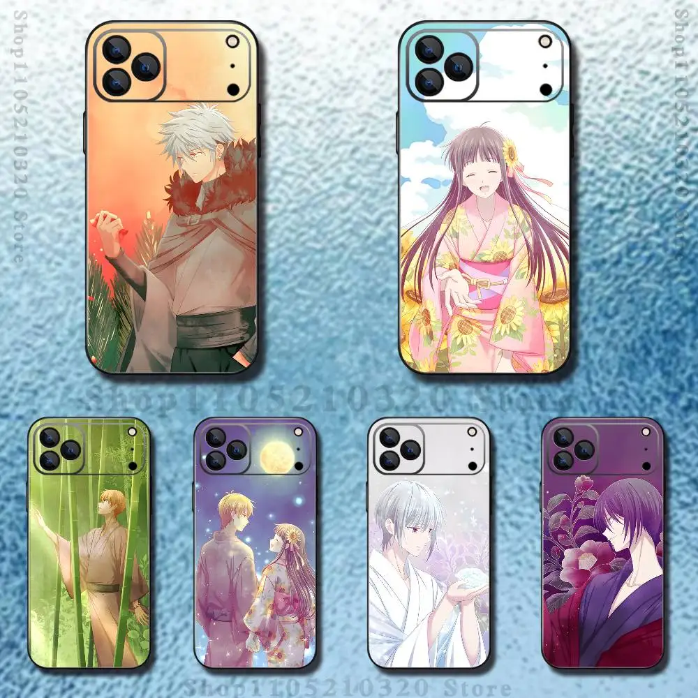 

F-Fruits B-Baskets Anime Phone Case For iPhone 17,16,15,14,13,12,Pro,Max,Plus,E,SE4,Air,Mini Black Soft Box
