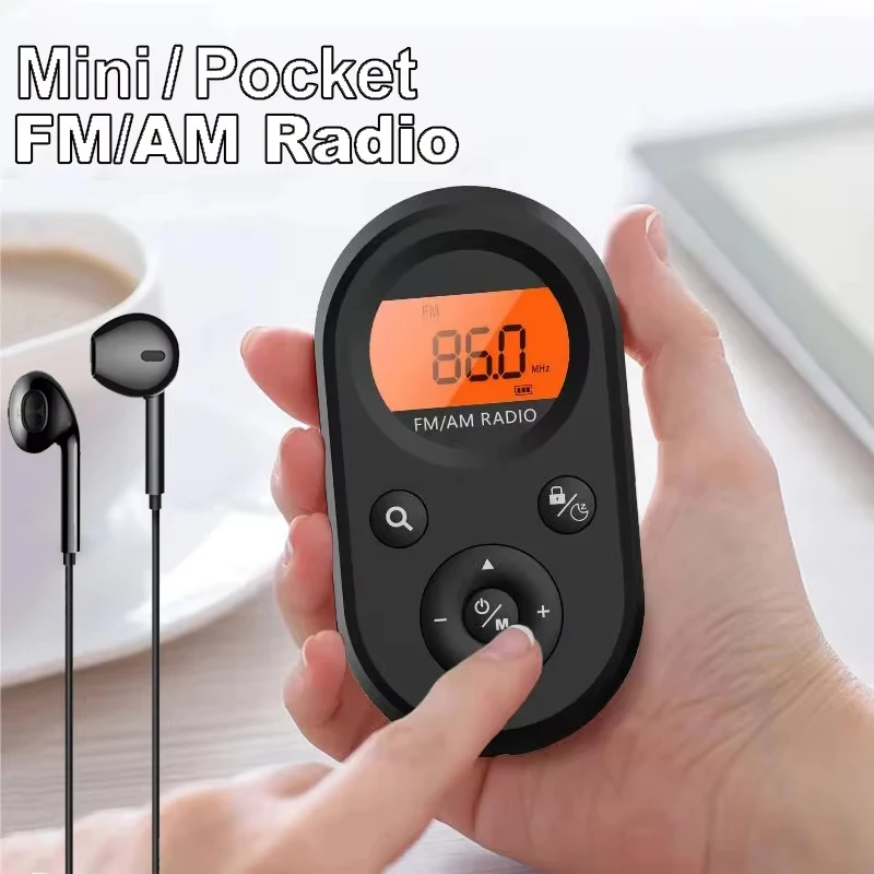 Portable Pocket FM/AM Radio Mini Rechargeable Walkman Radio 76-108MHZ With LCD Display Long Battery Life Sleep Timer