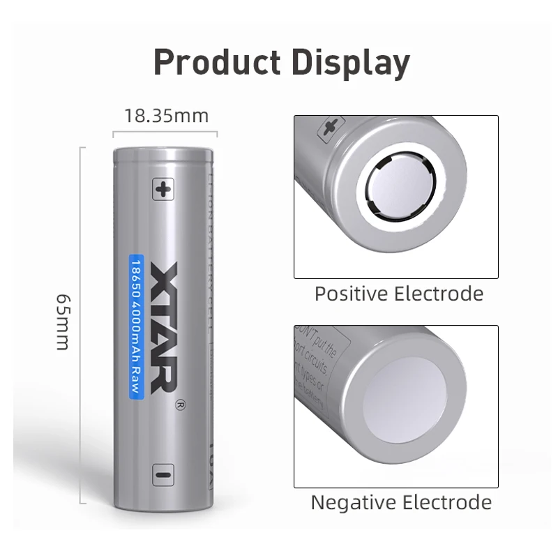 Grade A XTAR INR 18650 4000mAh RAW Max 10A 3.6V Rechargeable Li-ion Low Resistance Original Battery 500+ Cycles For Power Tools view 5
