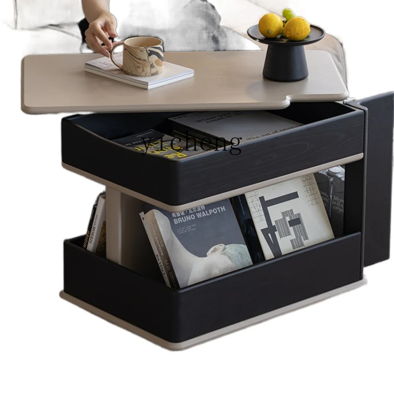

ZC Coffee Table Dark Jade Black Solid Wood Lifting Coffee Table Living Room Home Mobile Side Cabinet