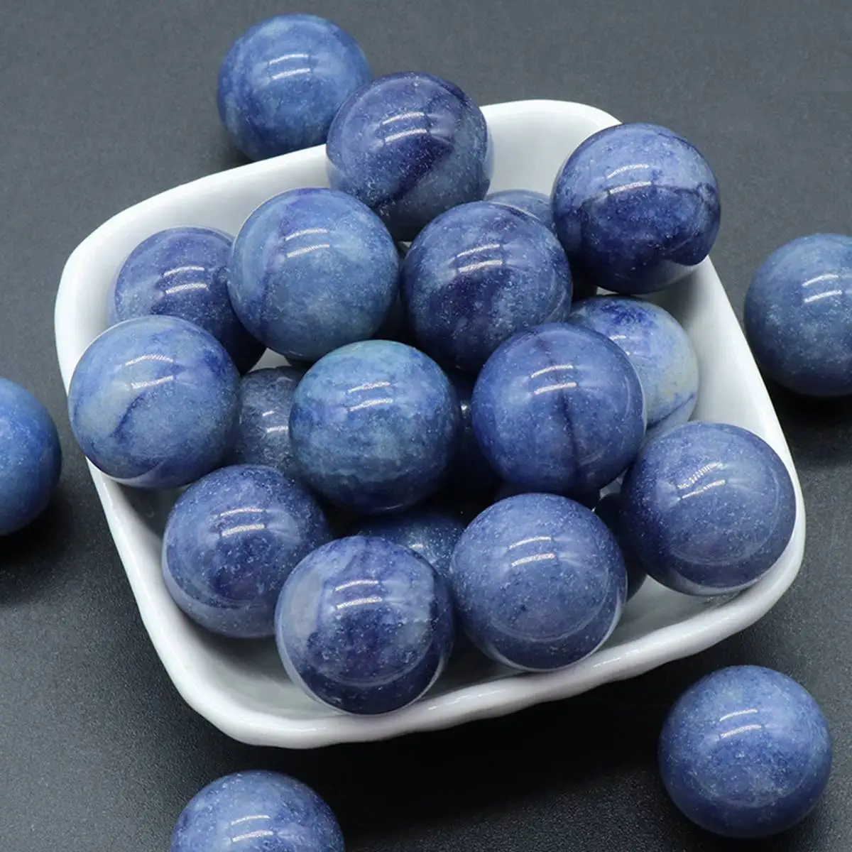 16PCS 20MM Blue Aventurine Stress Relief Spheres & Balls Polished Meditation Balancing Home Decoration  Crystal Beads