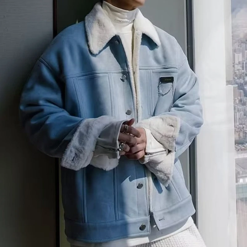 Parkas homens dois lados vestir avançado bonito estilo japonês baggy roupas masculinas all-match high street manga longa outono novo