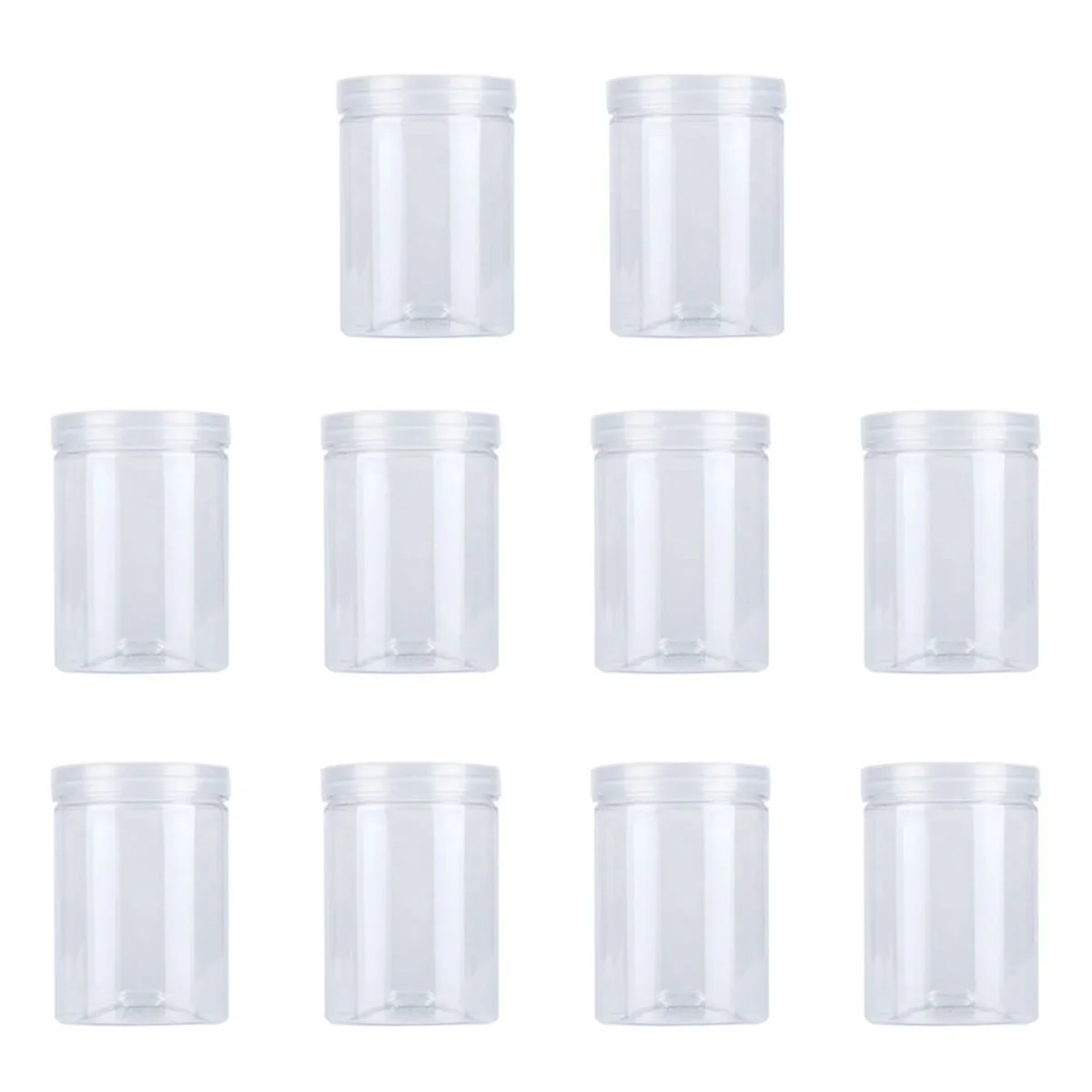 can10 Pcs 500Ml Food Jar Sealed Transparent Plastic Kitchen Can Snacks Containers with Lid for Candy Cookies Scented Tea