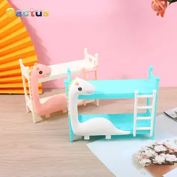 1pc casa de bonecas em miniatura dinossauro boneca beliche cama de casal modelo cena diy brinquedo para crianças presente 17*7*14cm