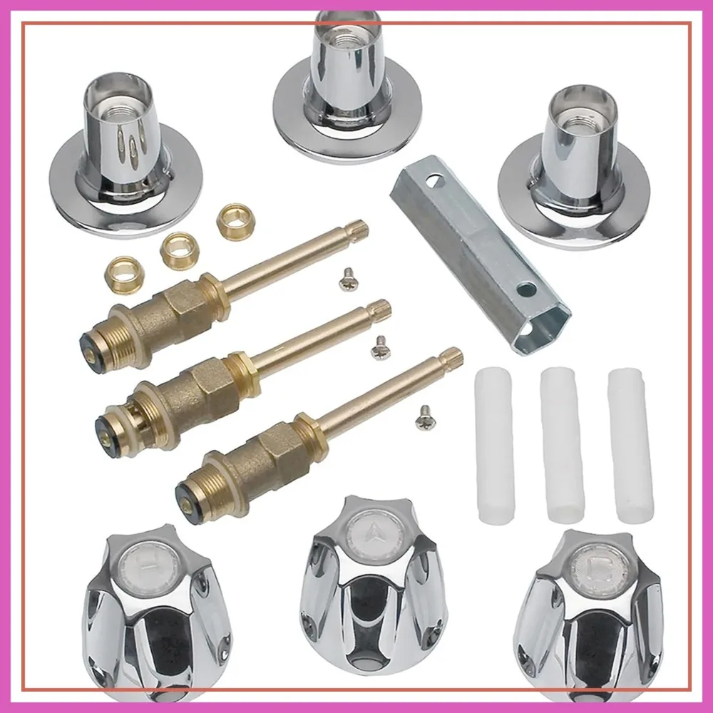 

3-Handle Bathtub Shower Trim Kit for Price Pfister Verve, Chrome Knob Replacement