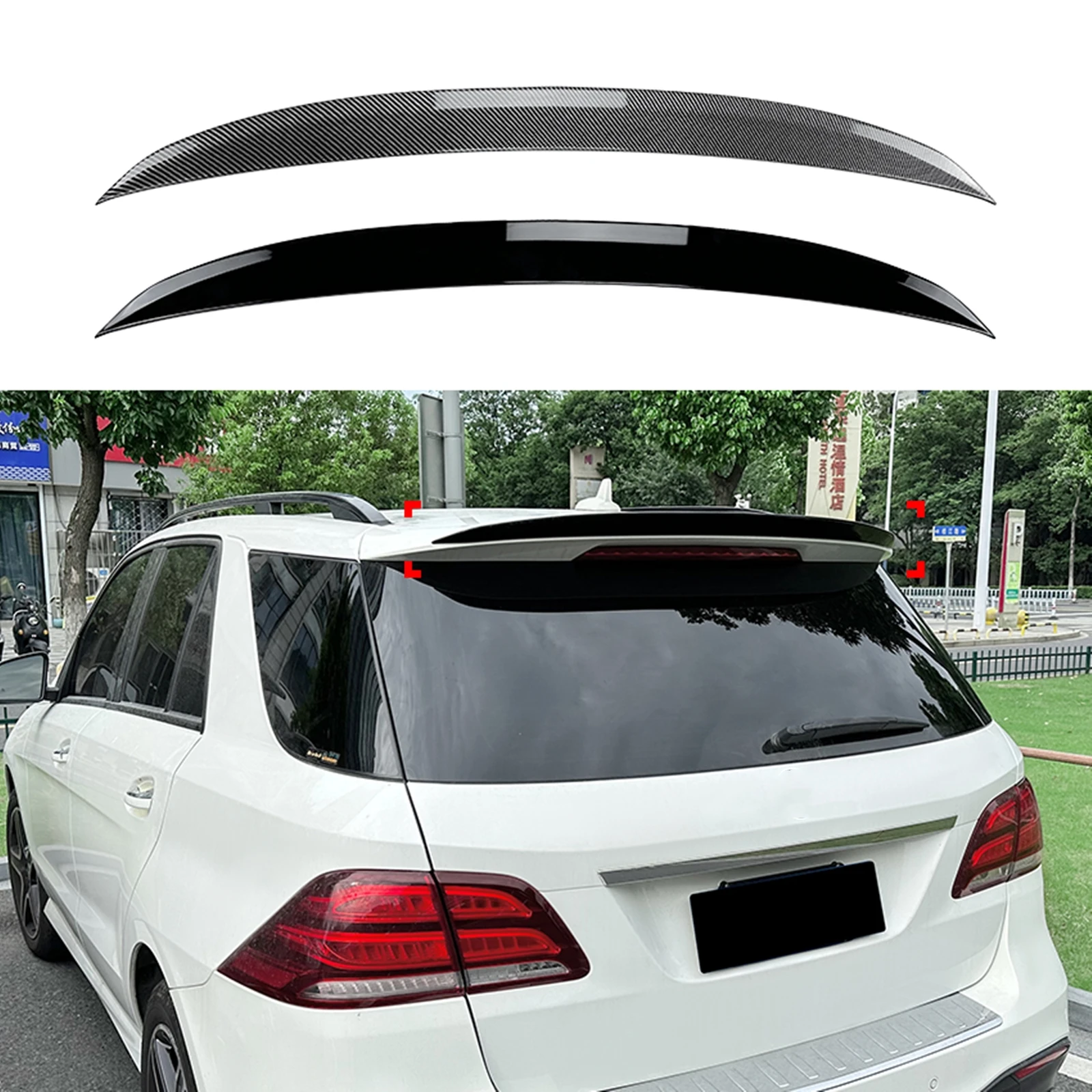 

Rear Roof Spoiler Wing Lip For Mercedes Benz W166 ML GLE Class 2012-2019 Carbon Fiber Look/Gloss Black Car Trunk Upper Splitter