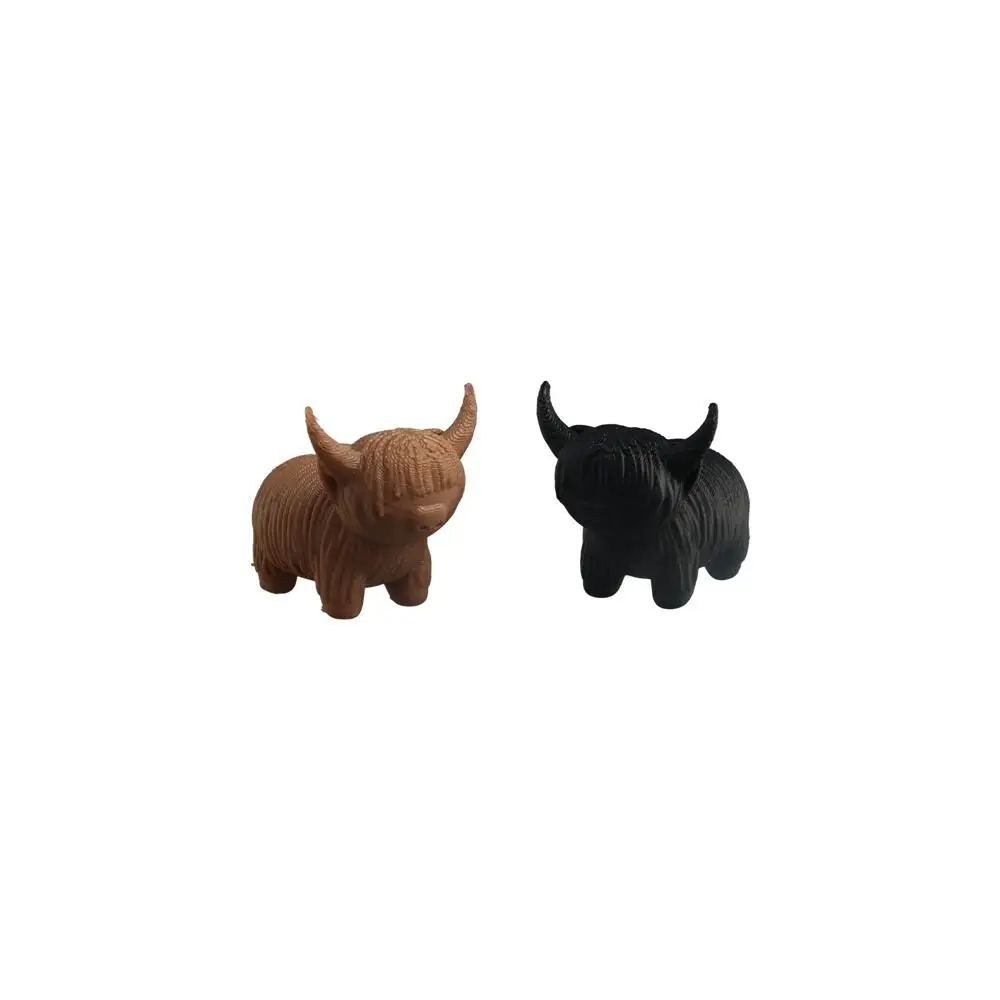 Creative Highland Cattle Cow Figurines Cute Mini Highland Cow Ornament Plastic Bathroom