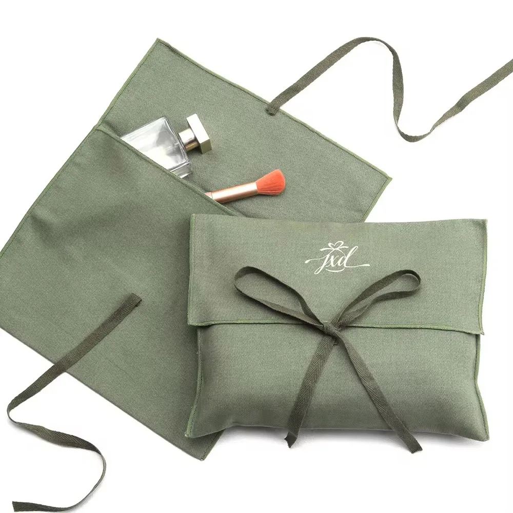 

Envelope Flap Bag Cotton Pouch Jewelry Birthday Gifts Custom Logo Wedding Packaging Bags Favor Candy Organizer Ribbon Handbag