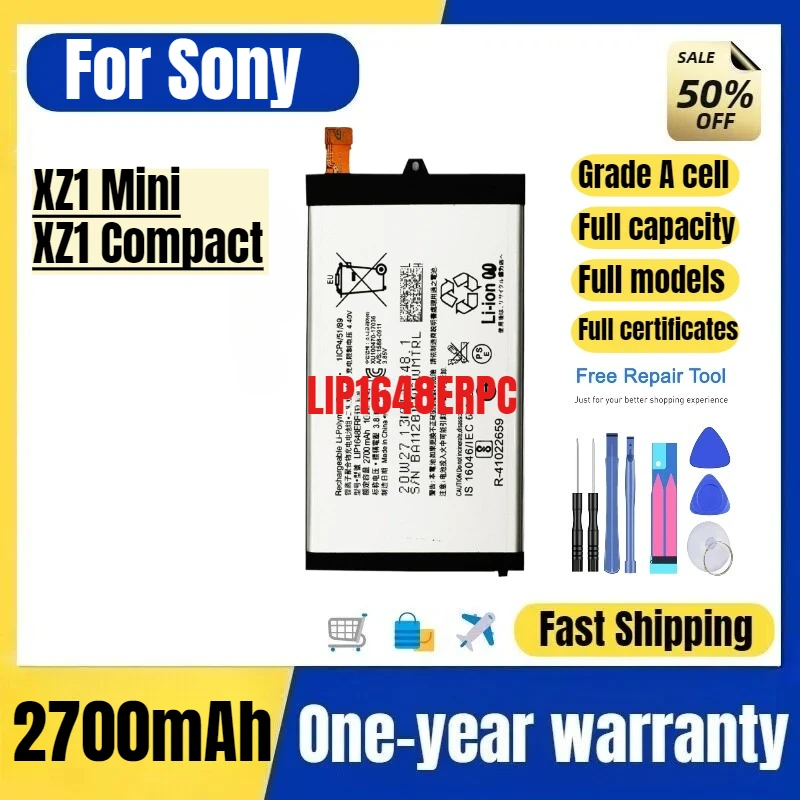 LIP1648ERPC for Sony XZ1 Mini/XZ1 Compact Phone Battery High Quality High Capacity Replacement Bateria Grade A Cell with Tools