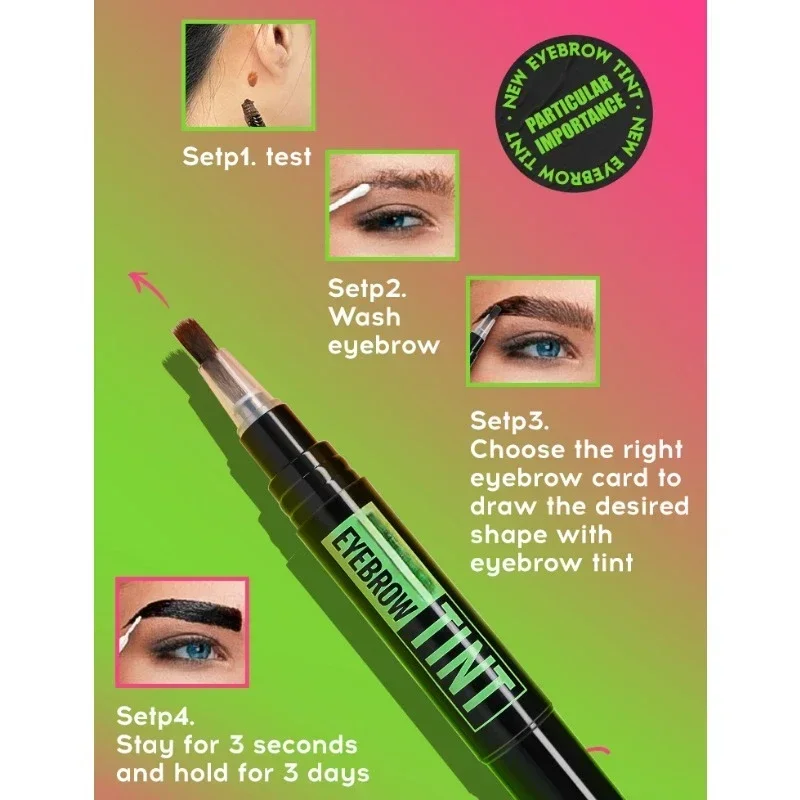 1Pc Black/Brown Color Brush Brow Tint Dye Waterproof Long Lasting Brow Gel Paint Tint Mascara Makeup Tool Brow Enhancer Cream