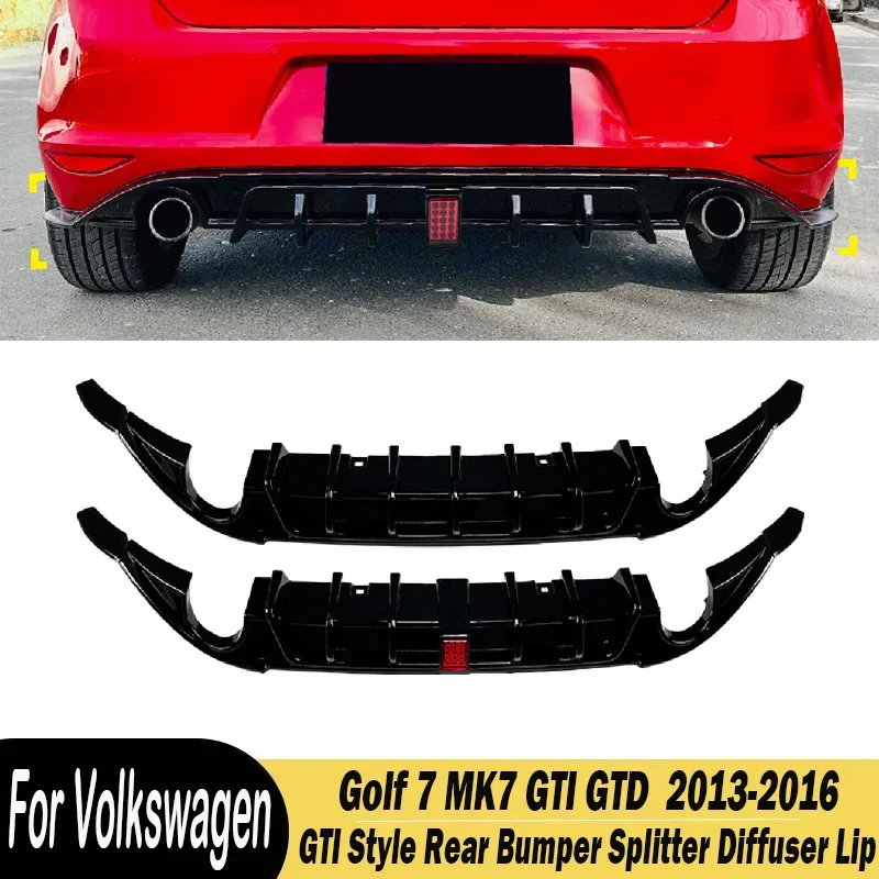 GTI Style Rear Bumper Splitter Diffuser Lip Spoiler With/Without Light For Volkswagen Golf 7 MK7 GTI GTD 2013 2014 2015 2016