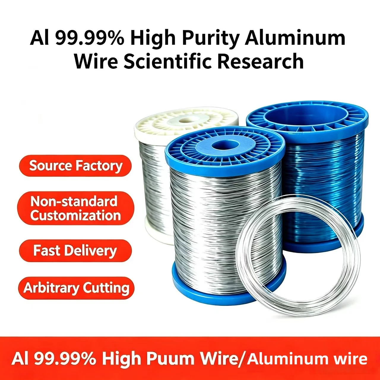 Al99.99% High Purity Aluminum Wire & Rod, Soft Temper for Lab Experiment