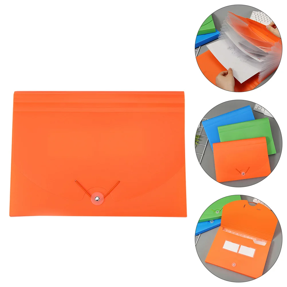 Document Folder Large Capacity Storage Bag Portable Office File Pouch Efficient Orange File Folder Documents Organizer Envelope
