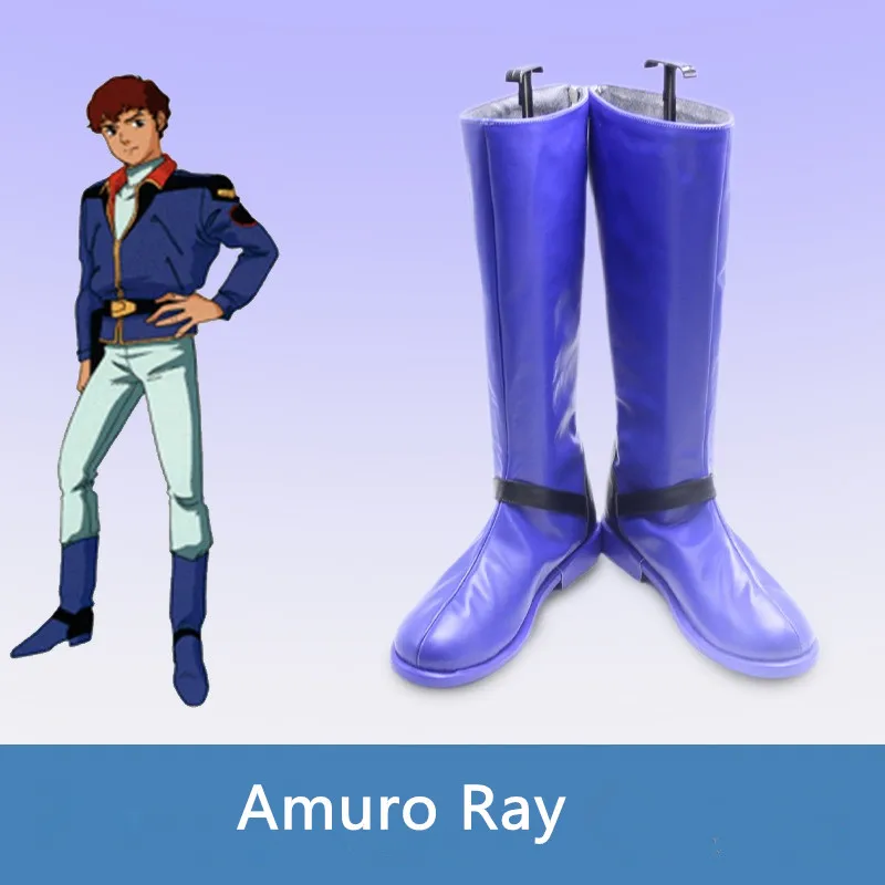 

Mobile Suit Gun dam: Char's Counterattack Amuro Ray Cosplay Costume Shoes Anime Handmade Faux Leather Boots