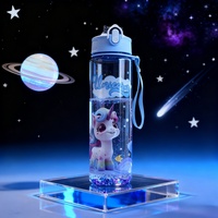 750ML Solid Color Pony Water Bottle With Straw Cute Cartoon Water Cup For Kids Camp Drink Bottle,Lightweight Durable, PVC-Free