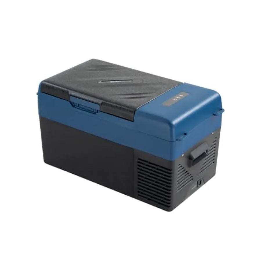 

12V portable refrigerator for camping, travel, truck, RV, boat; aluminum alloy body; black; -468 dual-zone cooling, 12/24V DC 1