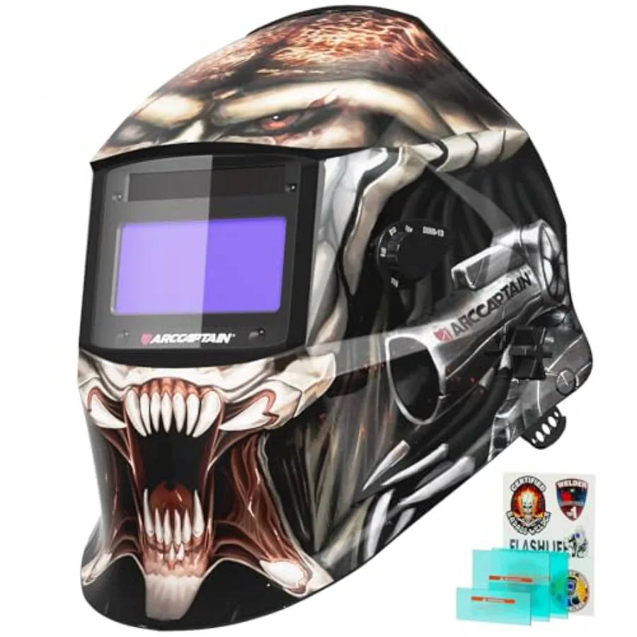 

Welding Helmet Auto Darkening, 1/1/1/1 True Color Welding Hood, 4 Arc Sensor 1/25000s Response Time Solar Powered Weld Hood Hel