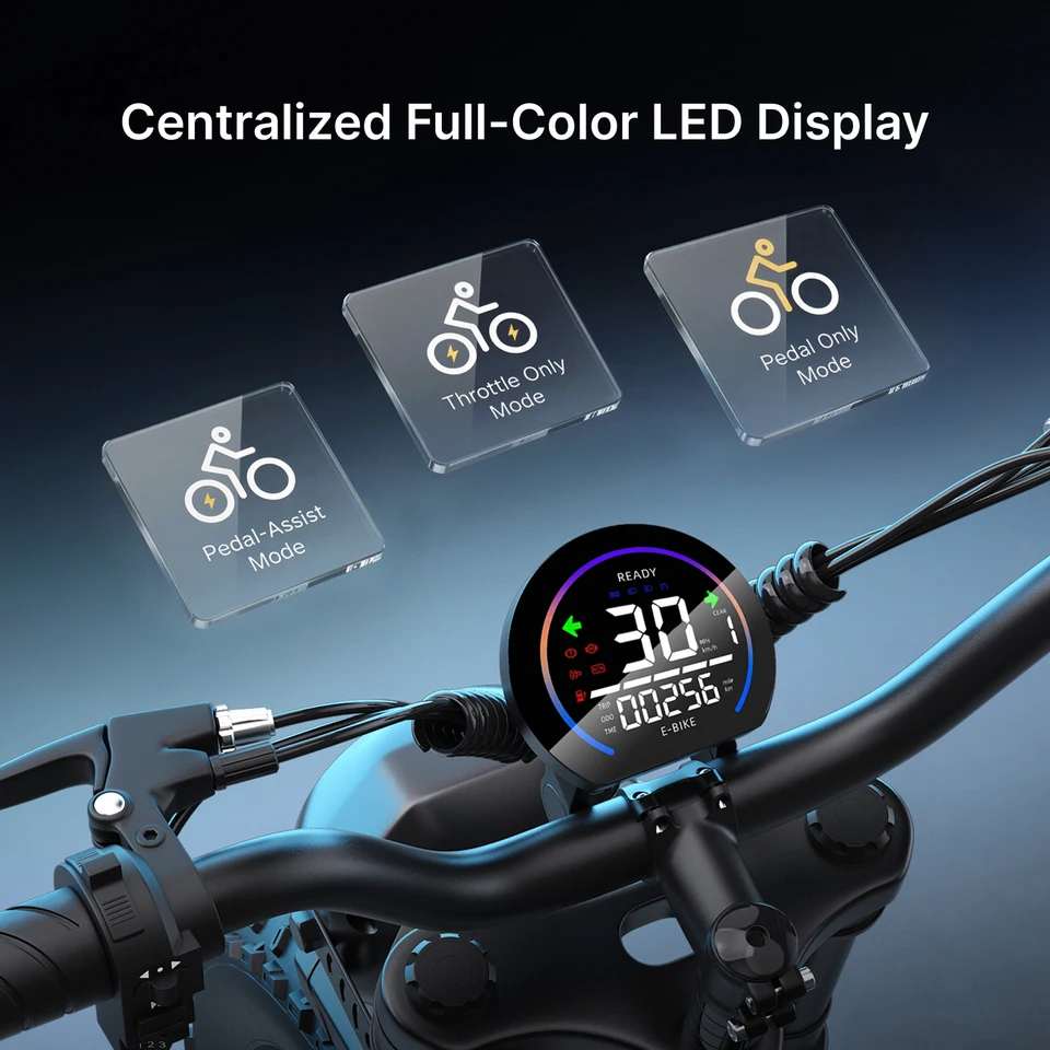 DEEPOWER QS7 Adult Electric Bike 1000W 48V 60Ah Dual Battery Off-Road Electric Bicycle 20 Inch Dual Suspension All-Terrain Ebike image 7