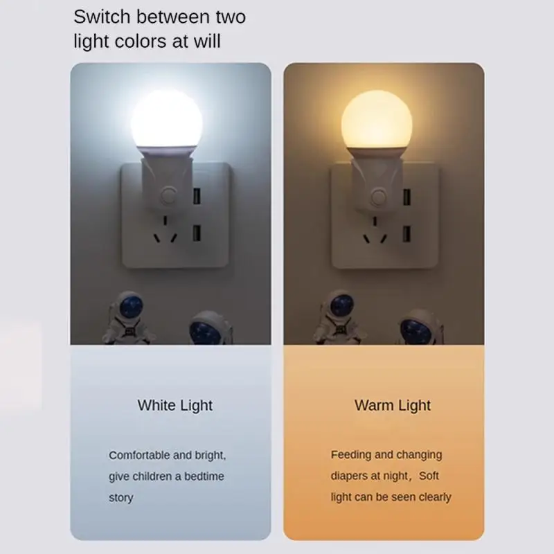 LED Plug-in Night Light 2-color Baby Nursing Eye Sleep Light Bedroom Socket Lights Energy Saving Cute Corridor Lamp Balcony