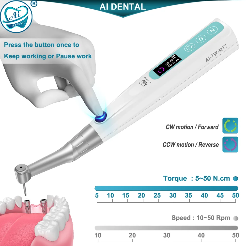 AI-TW-MT7 Dental Implant Torque Wrench Electric 360 Rotation Reciprocating Handpiece for Implant Surgery with 16pcs Screwdrivers