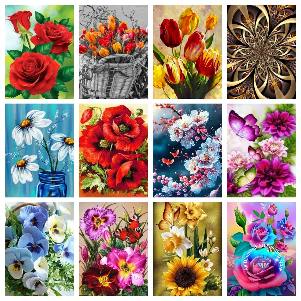 

Flower Mandala AB Diamond Painting Kit Square Round Diamond 5D DIY Flower Mosaic Handmade Art Adult Exquisite Gift Home Decor