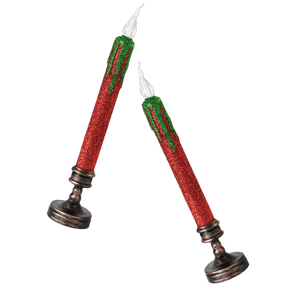 

2pcs Led Electronic Light Christmas Design Flameless Electric Lamp -Powered Desktop Ornament Xmas Party