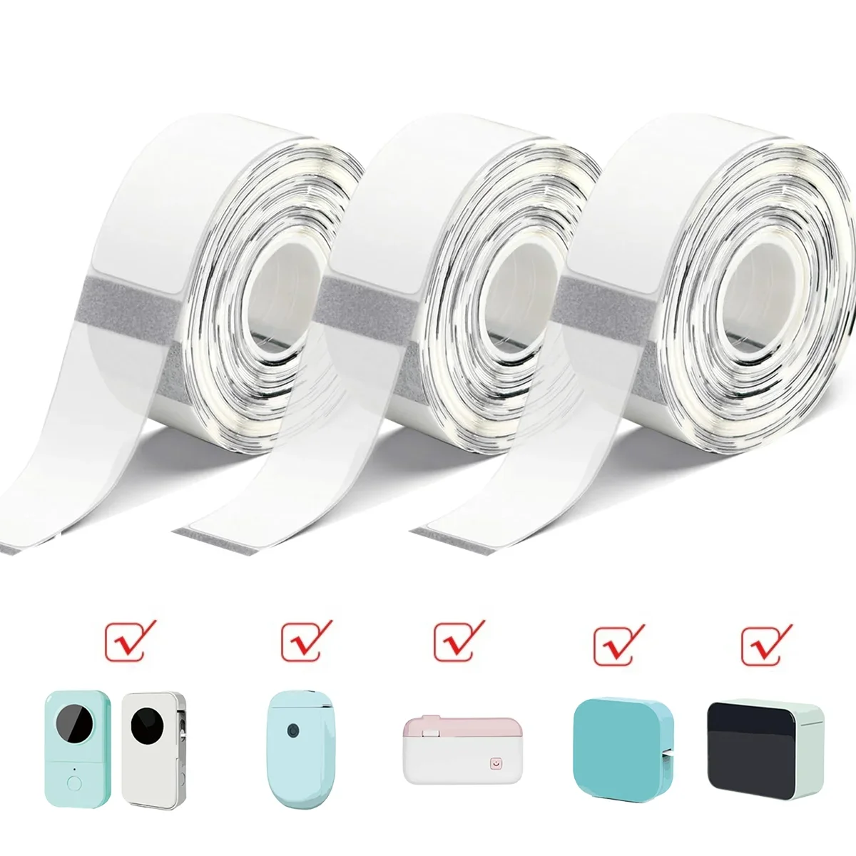 Mini impresora adhesiva de papel blanco de 12x40mm, resistente al agua, aplicable con impresora de etiquetas D30 D35 P11 para cinta para hacer nombres de código de barras