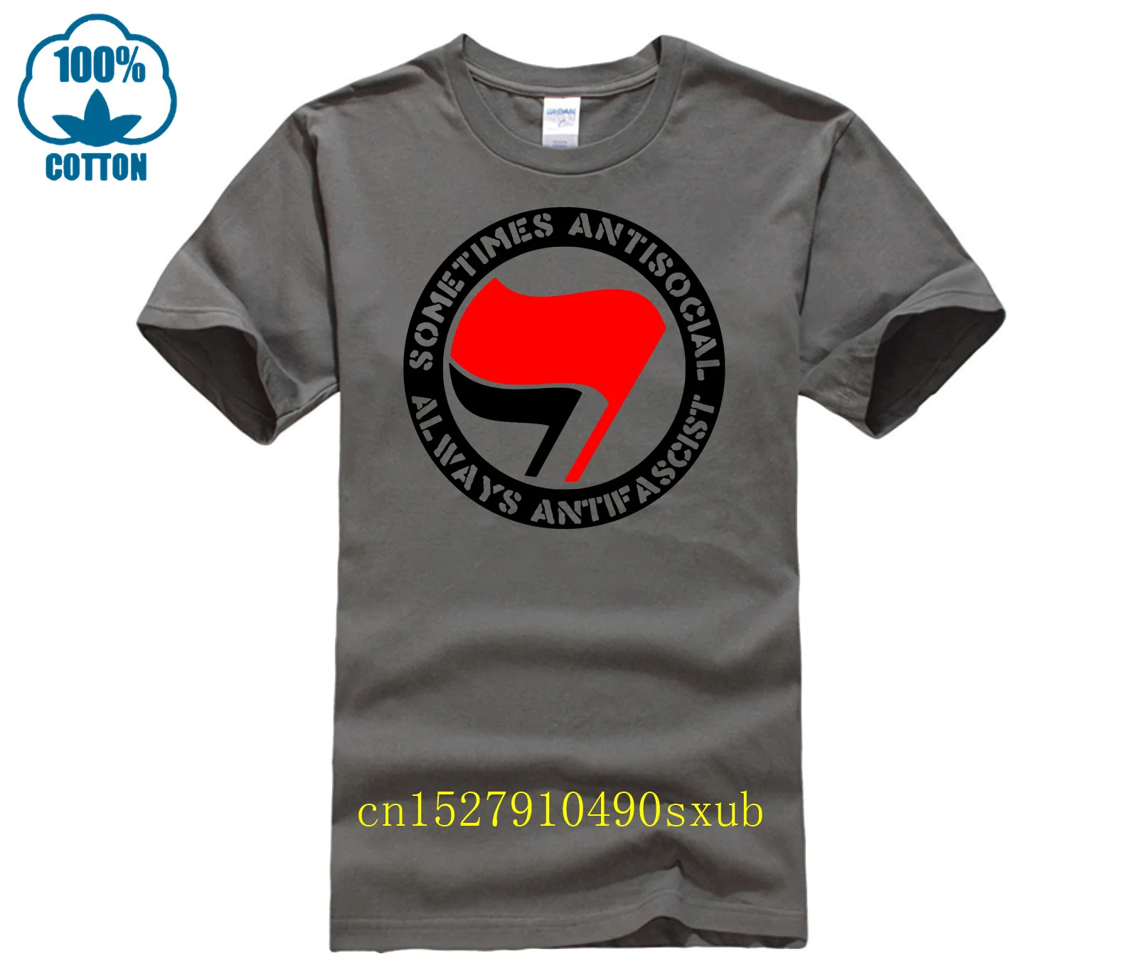 Sometimes Antisocial, Always Antifascist - Antifa, Socialist, Leftist T-Shirt man and woman tee