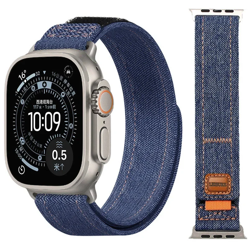 Denim-Nylon-geflochtenes Armband für Apple Watch 11 10 46 mm 42 mm Ultra 3 2 49 mm Armband iWatch 9 8 7 6 5 4 SE3 45 mm 44 mm 41/40 mm Band