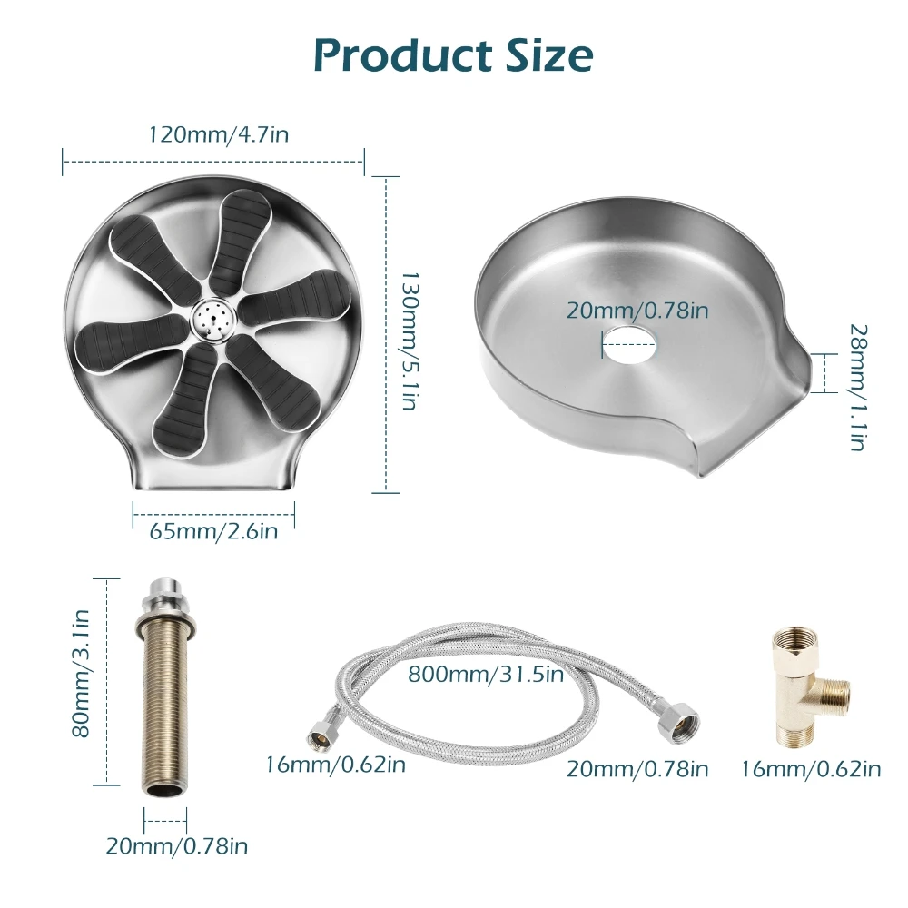 G3/8 Стеклянная промывочная машина из нержавеющей стали, Автоматический очиститель чашек, Ополаскиватель для стекла для кухонной мойки Очиститель чашек для стекла, пива, кофе, молока, чая