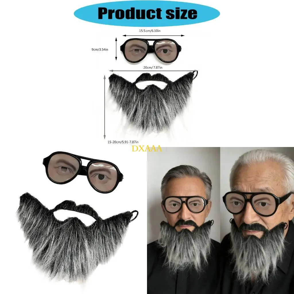 DXAA Funny False Mustache And Glasses Set Cosplay Accessory For Costume Parties Role Play And Halloween Event