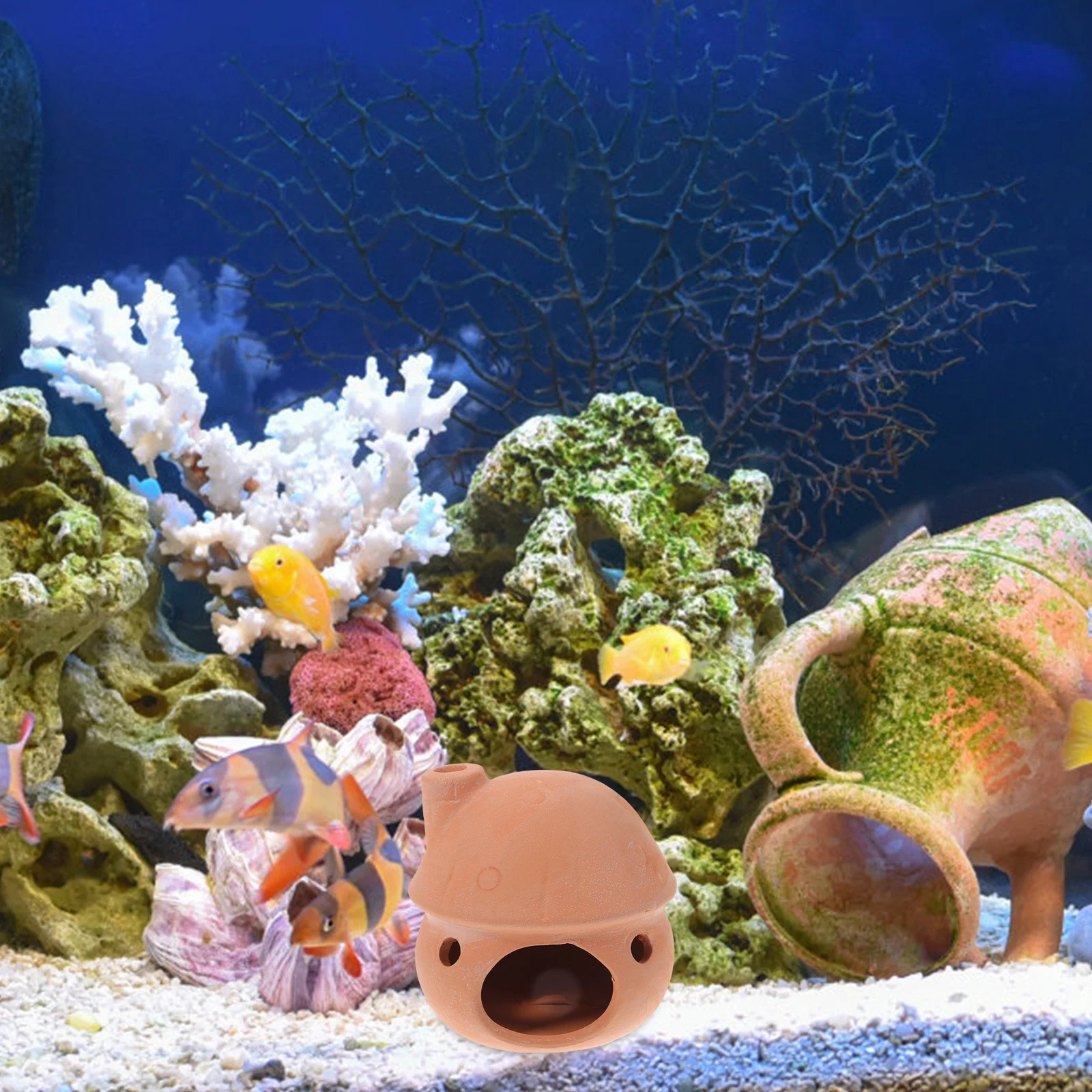 

Aquarium Fish Shelter Pottery Clay Cave Hideout for Fish Tank Decor Betta Accessories Natural Environment Lively Swimming Space