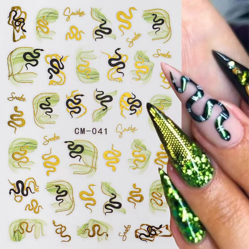 3D Abstract color serpentine Stickers Decals Tattoo Anime Sliders Charm Manicure 2025 New Year DIY Nail Decals