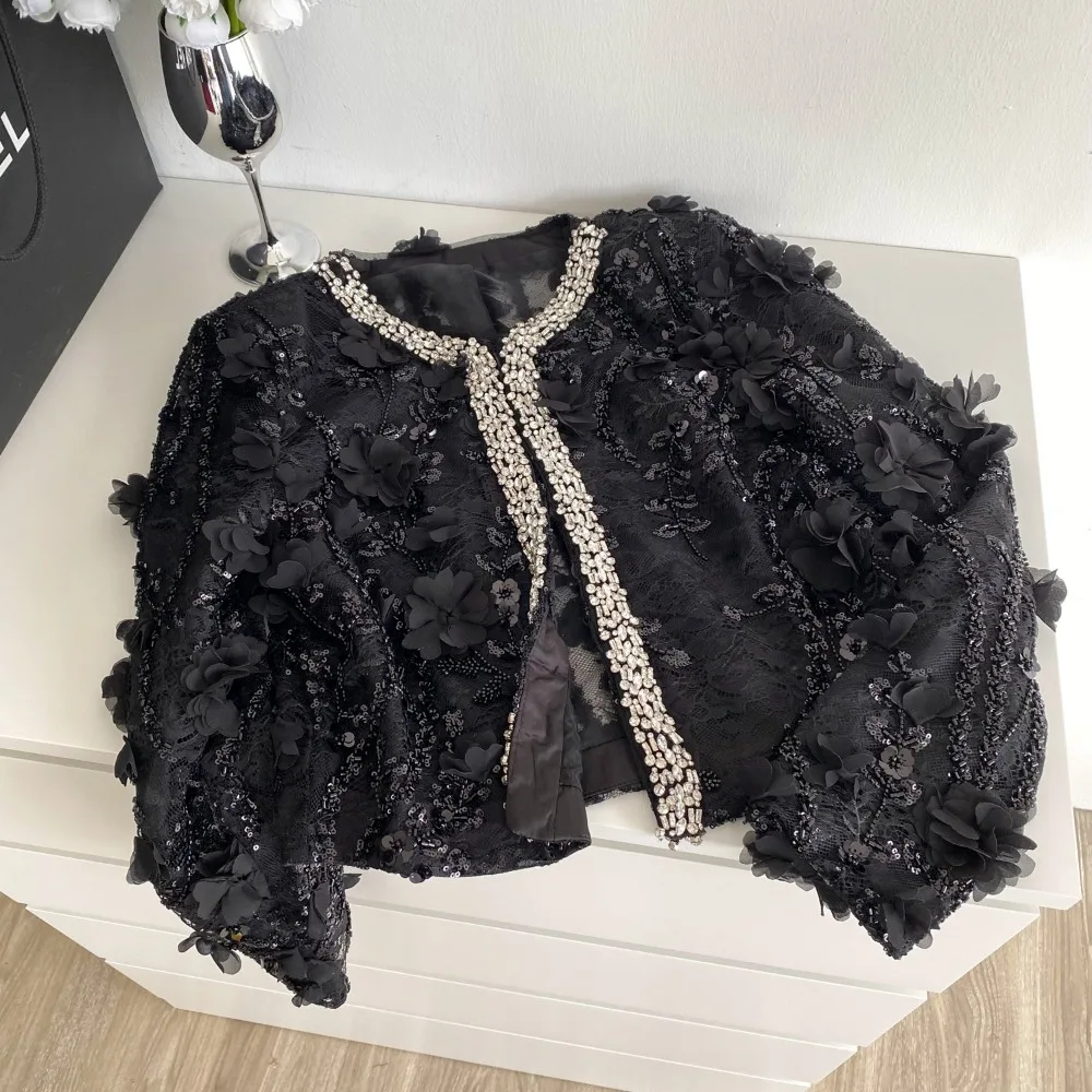 

Chic vintage long sleeve glitter V-neck sequin Elegant Fashion Sexy cardigan bohemian Women Blouse Women
