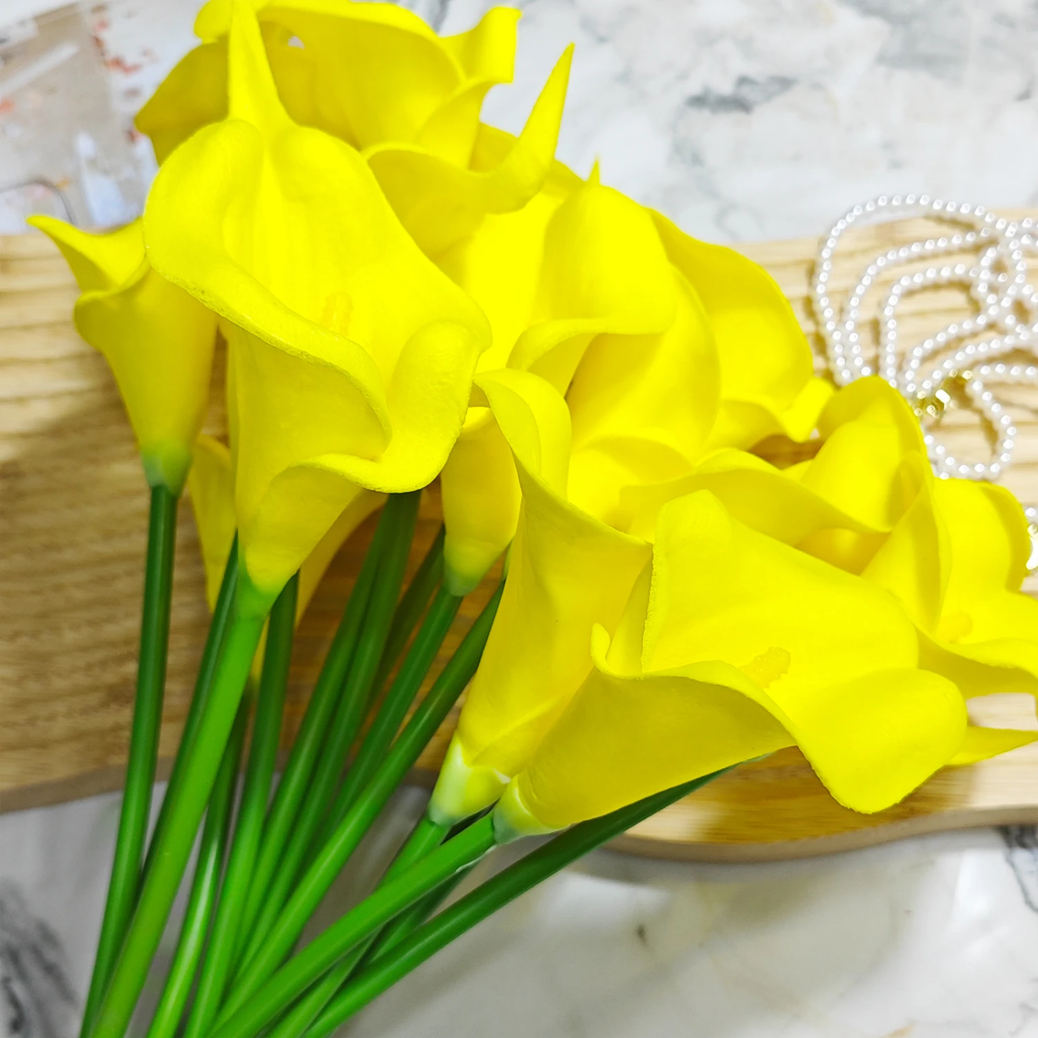 20/30pcs Realistic Calla Lily Bouquet - PU , Lifelike Artificial Flowers for  Decor, Wedding, Anniversary, Dining Table, Long-La